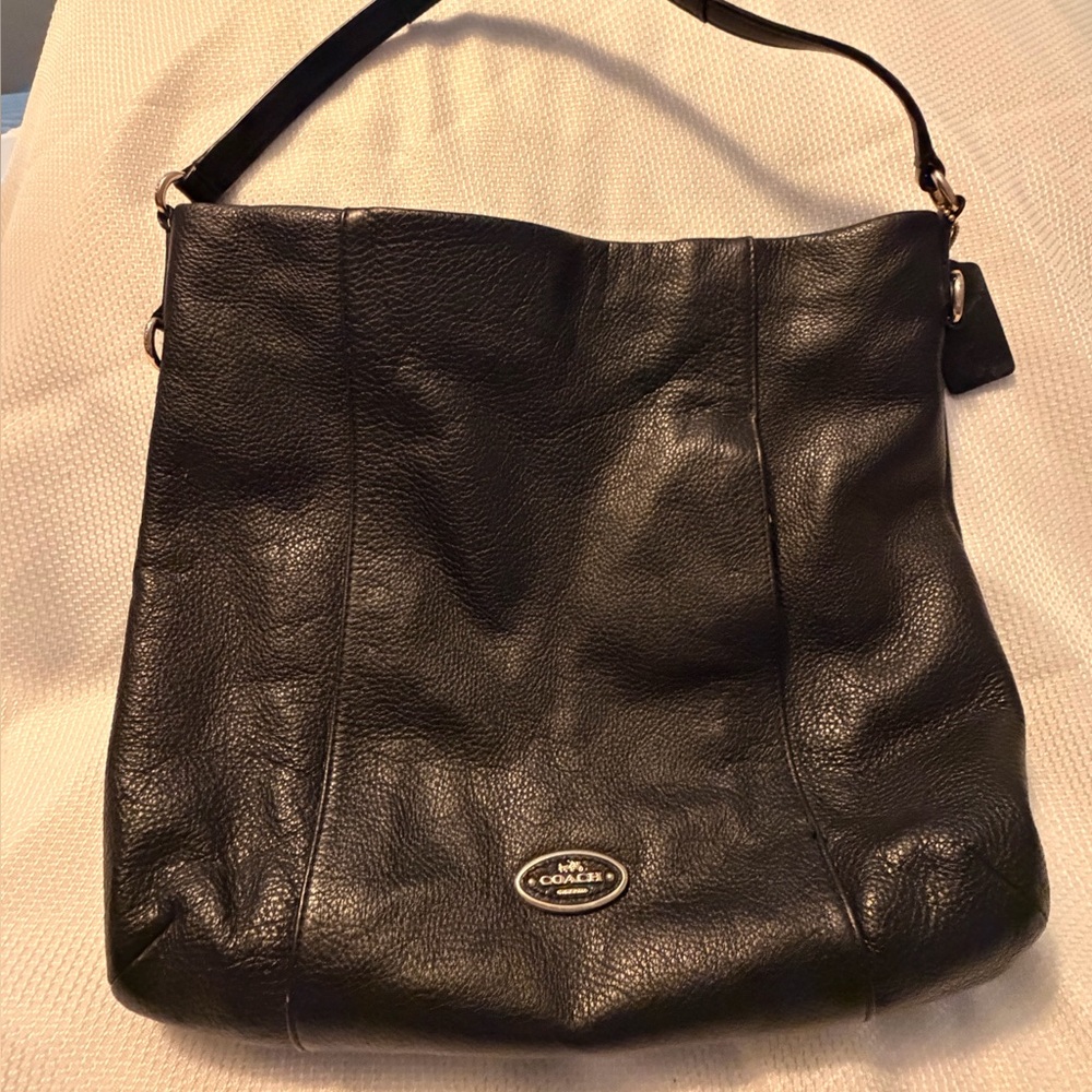 Coach Black Pebbled Leather Logo Patch